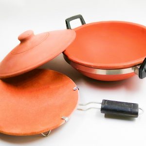 Clay Kadai (2 litres) and Tawa (8 inch Diameter) Combo Set