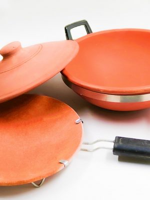 Clay Kadai (2 litres) and Tawa (8 inch Diameter) Combo Set