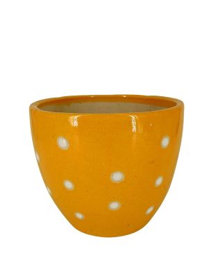 Yellow Dotted Ceramic Pot 6 Inches