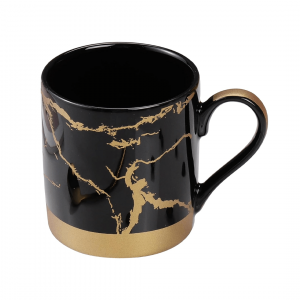 12 Pcs Cup & Saucer Set - Gold Collection - Black + Matt Gold - With Gift Box
