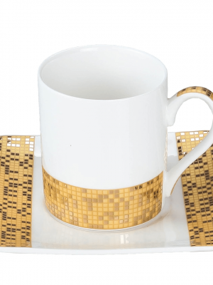 12 Pcs Cup & Saucer Set - Gold - Gold Collection - With Gift Box