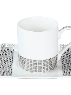 12 Pcs Cup & Saucer Set - Silver - Gold Collection - With Gift Box