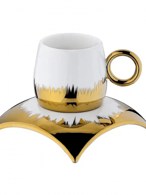 12 Pcs Premium Gold Collection Cup & Saucer - With Leather Suitcase Packing