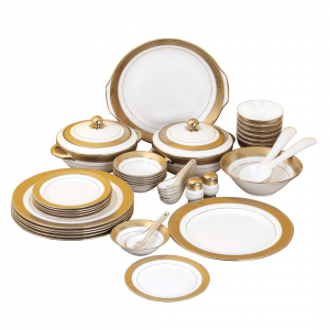 18 Pcs Soup Set - White + Matt Gold - With Gift Box