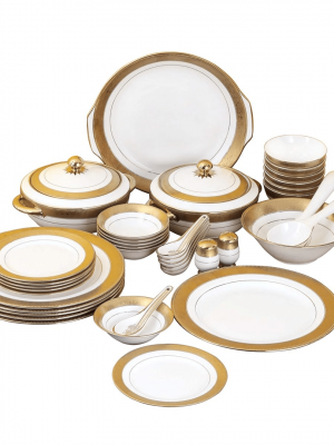 18 Pcs Soup Set - White + Matt Gold - With Gift Box