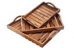 3 Pc Rectangle Wooden Tray - With Gift Box