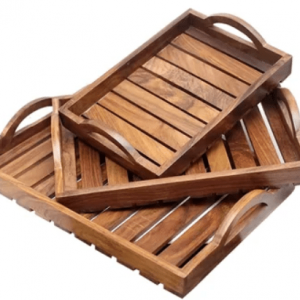 3 Pc Rectangle Wooden Tray - With Gift Box