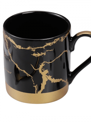 6 Pcs Mug Set - Gold Collection - Shine Black + Matt Gold - With Gift Box