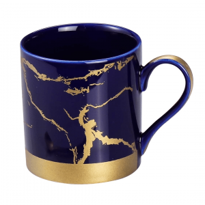6 Pcs Mug Set - Gold Collection - Shine Dark Blue + Matt Gold - With Gift Box