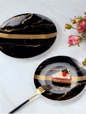7 Pcs Cake Set - Gold Collection - Black + Matt Gold - With Gift Box
