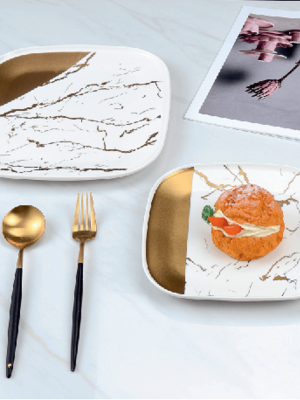 7 Pcs Cake Set - Gold Collection - White + Matt Gold - With Gift Box