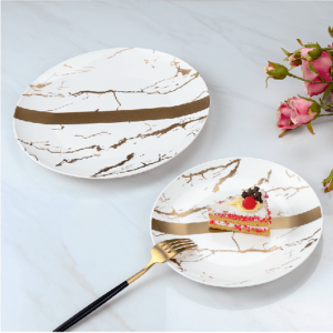 7 Pcs Cake Set - Gold Collection - White + Matt Gold - With Gift Box