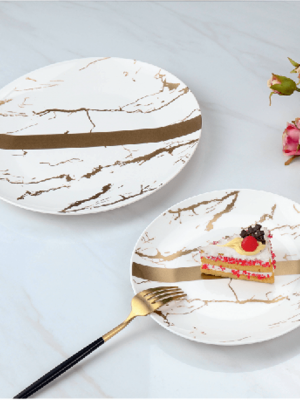 7 Pcs Cake Set - Gold Collection - White + Matt Gold - With Gift Box