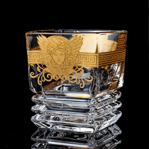 Crystal Whisky Glass Set Of 6Pc 350Ml - With Gold Decal - With Gift Box