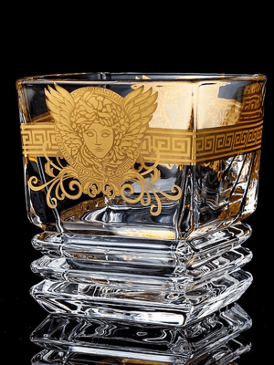 Crystal Whisky Glass Set Of 6Pc 350Ml - With Gold Decal - With Gift Box