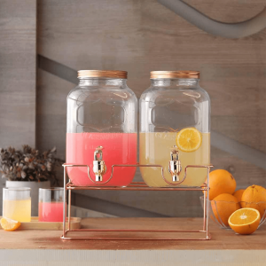 Cuba Glass Square Dispenser With Stand 4L Set Of 3Pcs