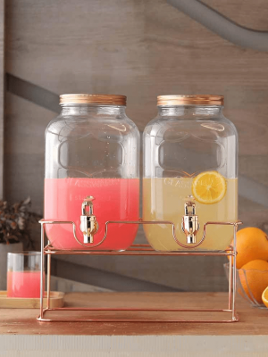 Cuba Glass Square Dispenser With Stand 4L Set Of 3Pcs