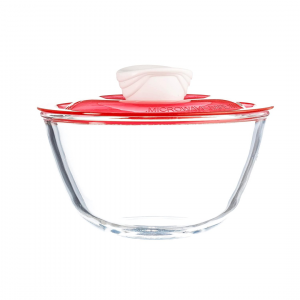 Kingston High Borosilicate Mixing Bowl Set Of 2 Pc  1000 Ml - Red Lid - With Gift Box