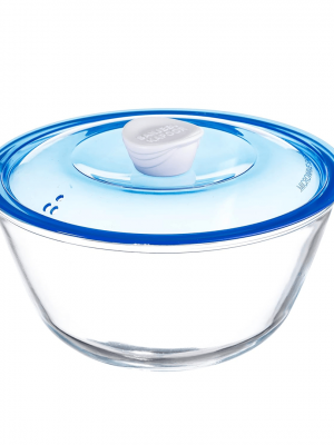Kingston High Borosilicate Mixing Bowl Set Of 2 Pc 1000Ml + 1500 Ml - Blue Lid - With Gift Box