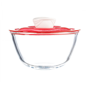 Kingston High Borosilicate Mixing Bowl Set Of 2 Pc 500 Ml + 1000 Ml - Red Lid - With Gift Box