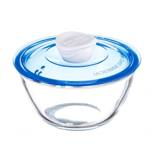Kingston High Borosilicate Mixing Bowl Set Of 3 Pc 500 Ml + 1000 Ml + 1500 Ml - Blue Lid - With Gift Box