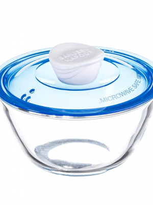 Kingston High Borosilicate Mixing Bowl Set Of 3 Pc 500 Ml + 1000 Ml + 1500 Ml - Blue Lid - With Gift Box