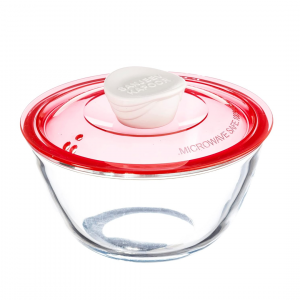 Kingston High Borosilicate Mixing Bowl Set Of 3 Pc 500 Ml + 1000 Ml + 1500 Ml - Red Lid - With Gift Box