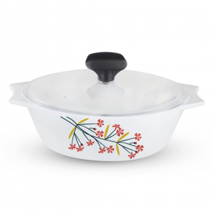 Lillian 4 Pcs White Square Casserole Set - With Lid  - 2L +1.5L