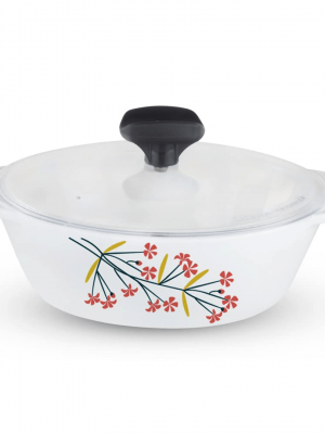 Lillian 4 Pcs White Square Casserole Set - With Lid  - 2L +1.5L
