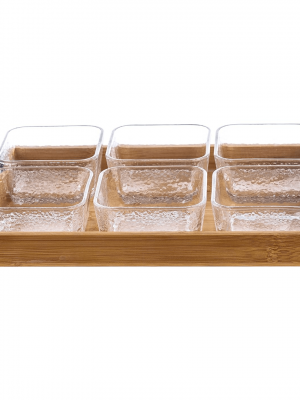 Marino Bowl & Tray Set Of 7Pcs 270Ml - Hammered - With Gift Box