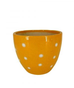 Yellow Dotted Handcrafted Ceramic Pots for Plants, Bonsai Tree 15x15x15 cm